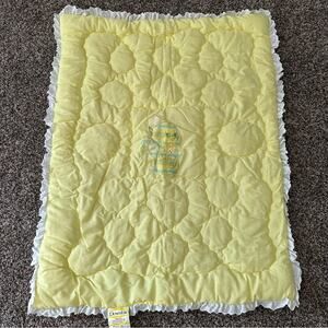 Vintage Quiltex Downlon Toddler Yellow Quilt Lace embroidered